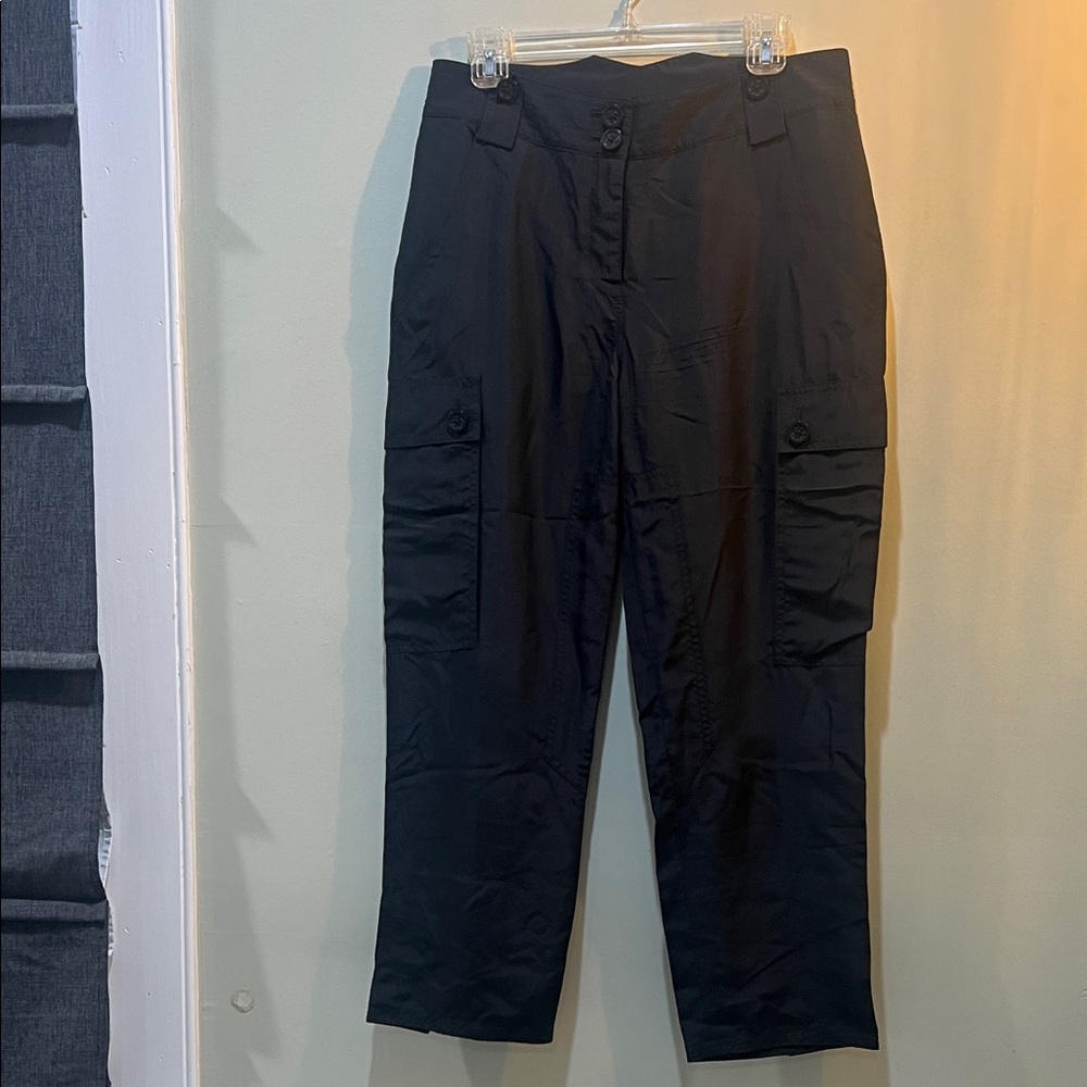 TORY BURCH Silk Black Cargo Pants